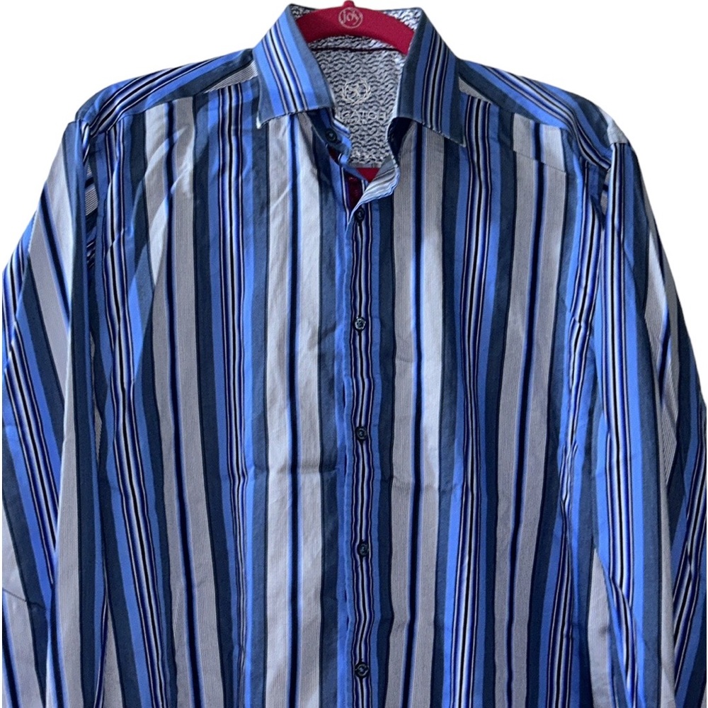 Bugatchi Striped Button Down Shirt, Size Medium - image 2